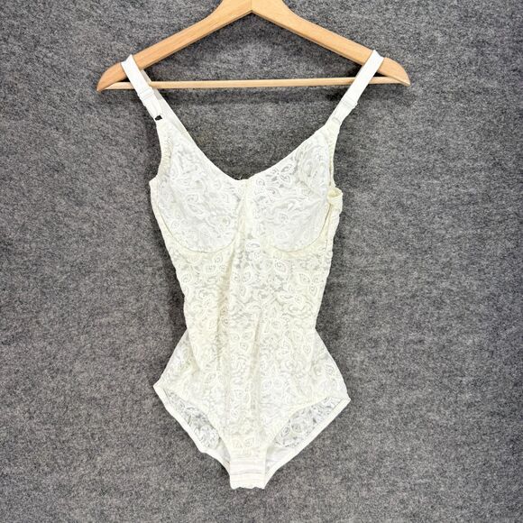 Unbranded Bodysuit Women 34DD White Floral Lace Underwired Sheer V-Neck Casual - Picture 1 of 4